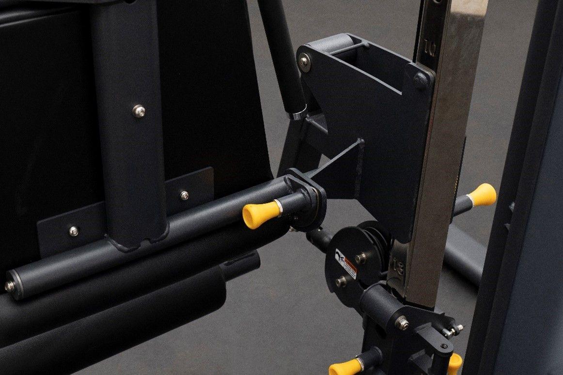 Seat latches up for standing hamstring curls